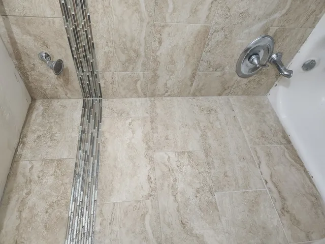 a bathroom with a shower