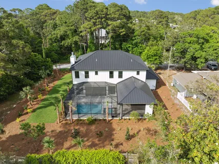 an aerial view of a house