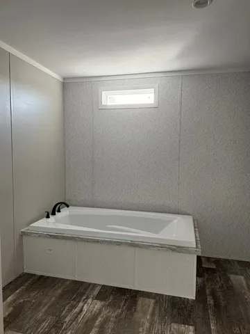 a bathroom with a bathtub