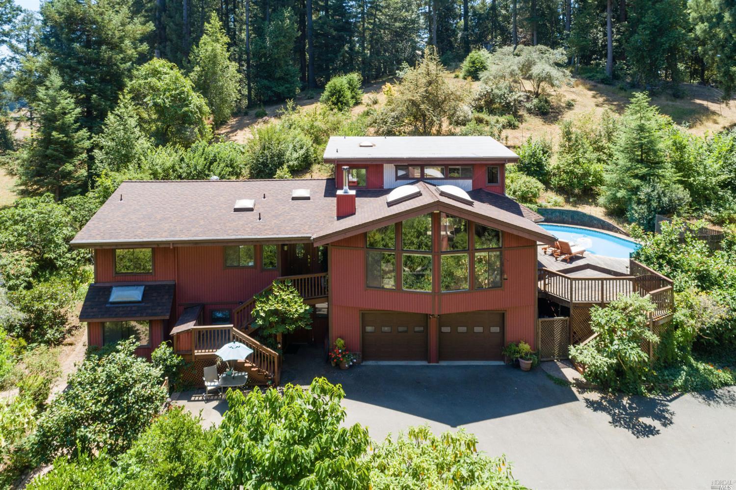 an aerial view of a house