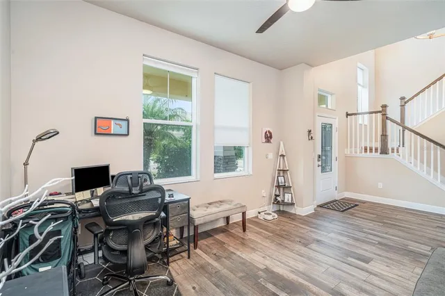 a living room with furniture