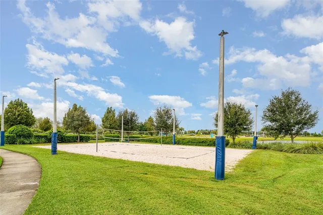 a view of a swimming pool with an outdoor space