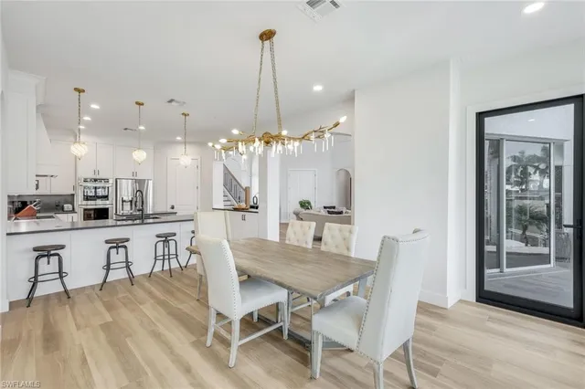 a view of a dining room and livingroom view
