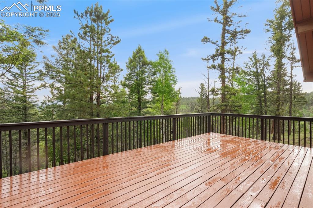 351 Porphry Road Florissant, CO 80816 - Photo 9 of 39 a balcony with wooden floor and fence