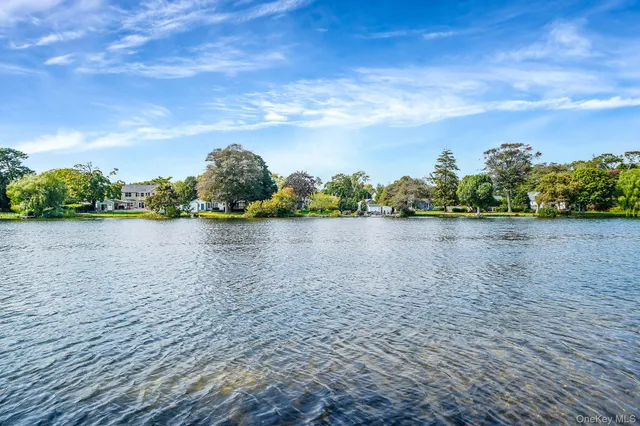 a view of a lake from a yard