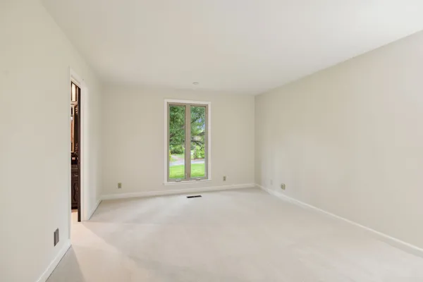 a view of a park with a tree