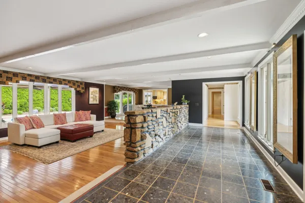 a living room with furniture