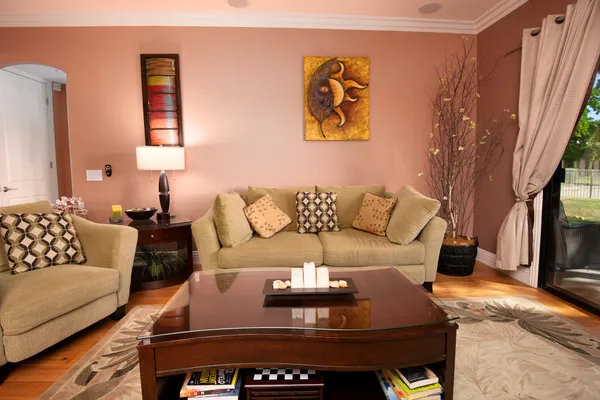 a living room with furniture and a couch