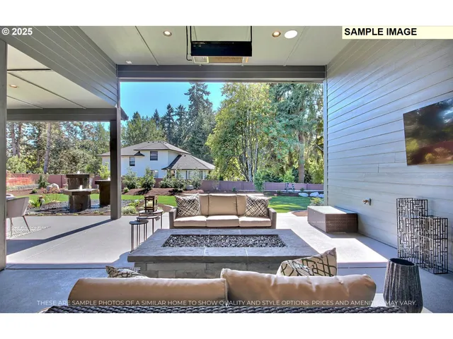 a living room with large window
