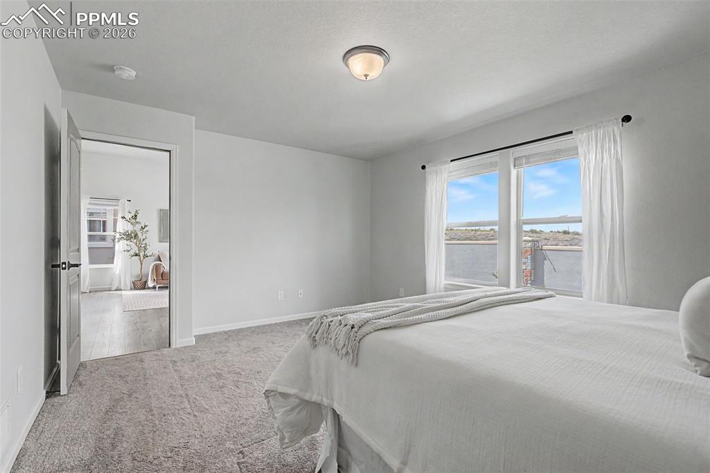 4467 Hessite Loop Colorado Springs, CO 80938 - Photo 19 of 37 a bedroom with a large bed and a window
