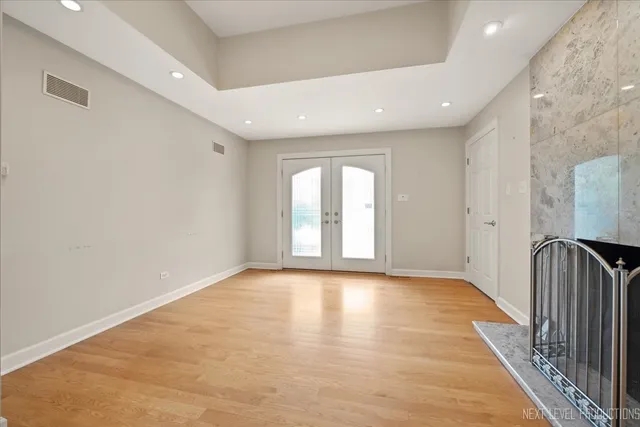a view of hallway with a couch