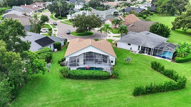 an aerial view of a house