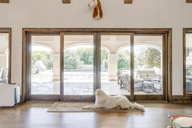 a room with a large window