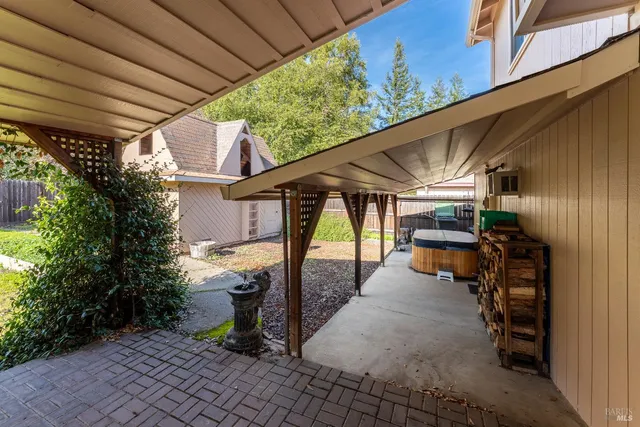 a view of a porch with furniture