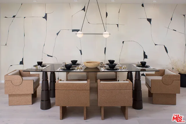 a room with furniture and a mirror