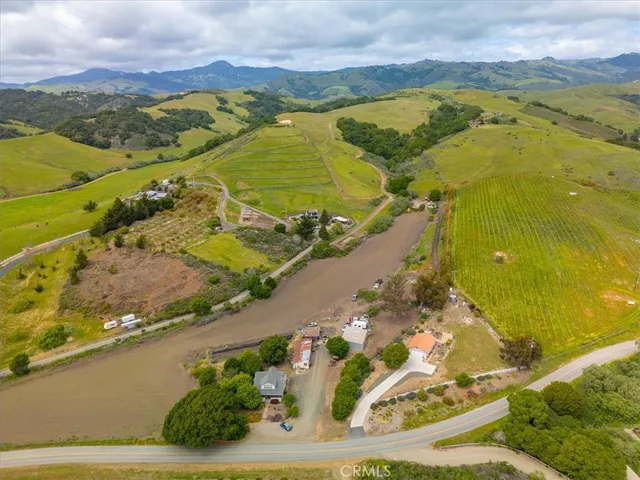 an aerial view of a residential houses with outdoor space