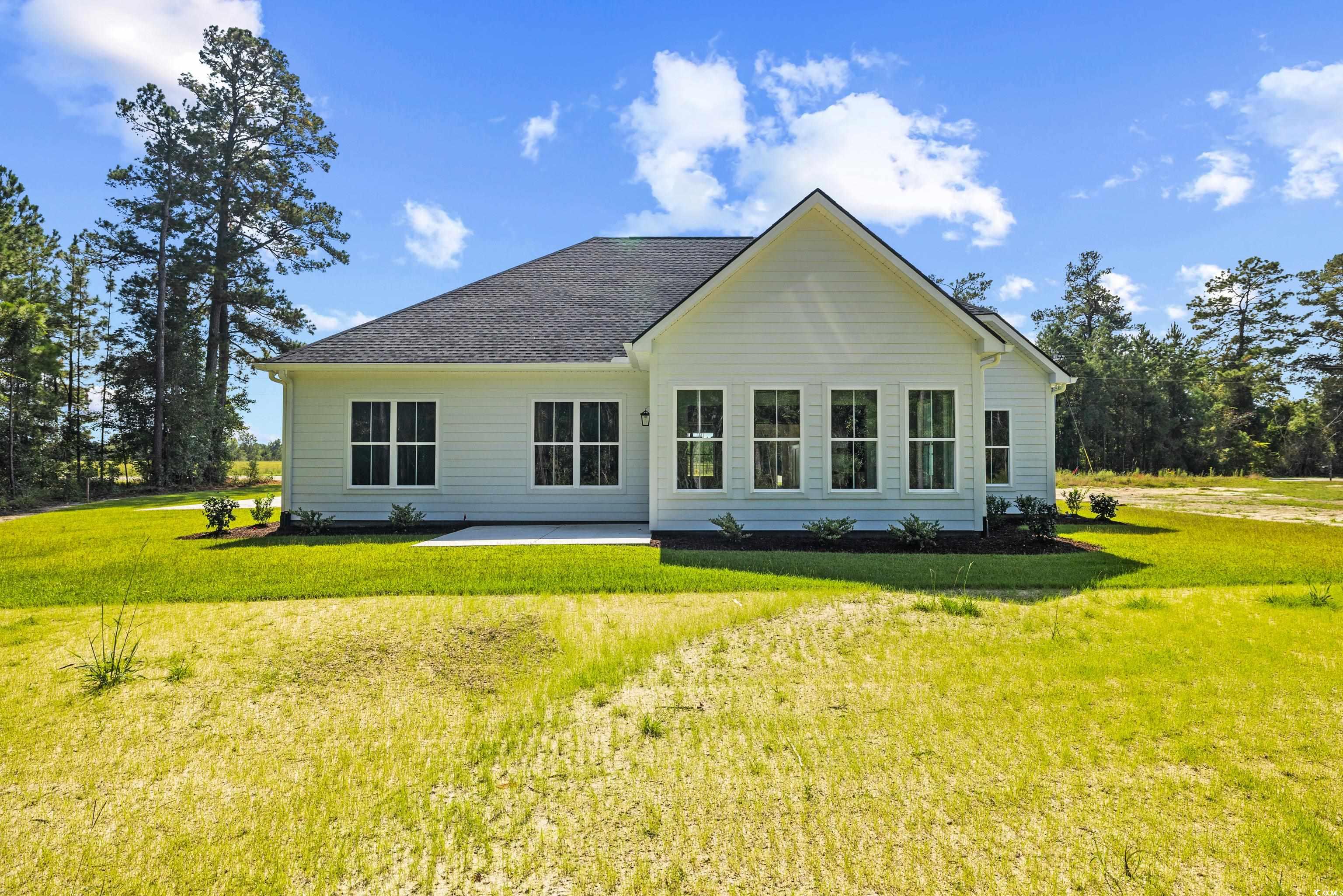 346 Ridge Road Galivants Ferry, SC 29544 - Photo 24 of 28 Back of house with a patio, a lawn, and roof with shingles