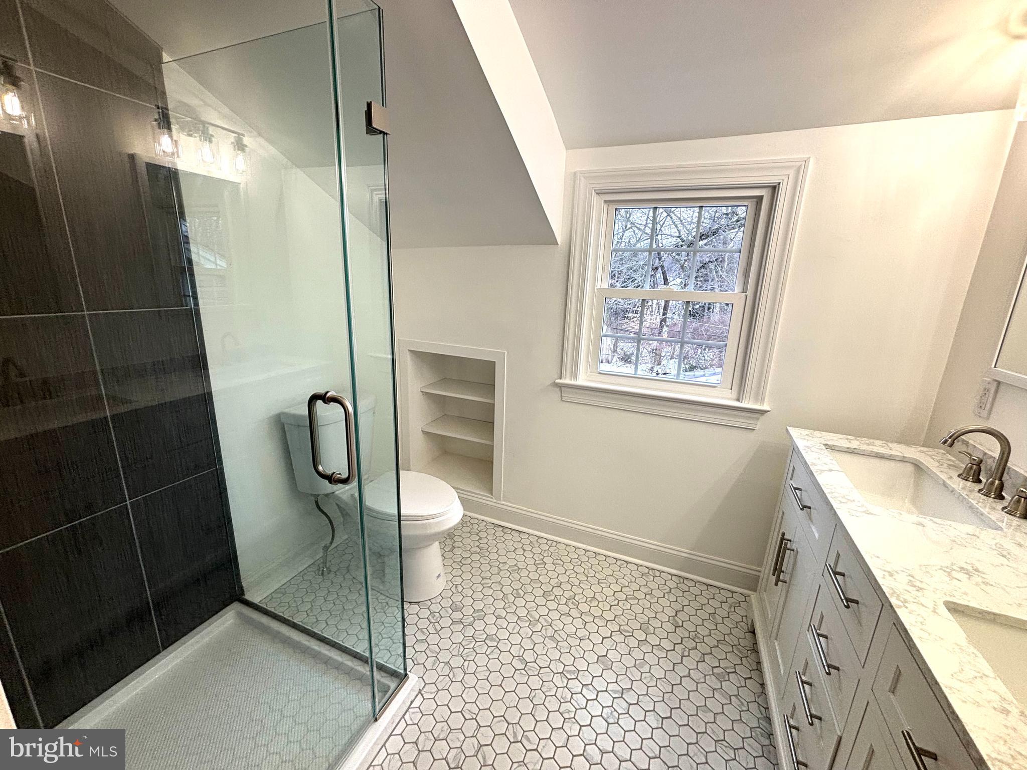 212 Grandview Road Media, PA 19063 - Photo 28 of 49 a bathroom with a granite countertop sink toilet and shower