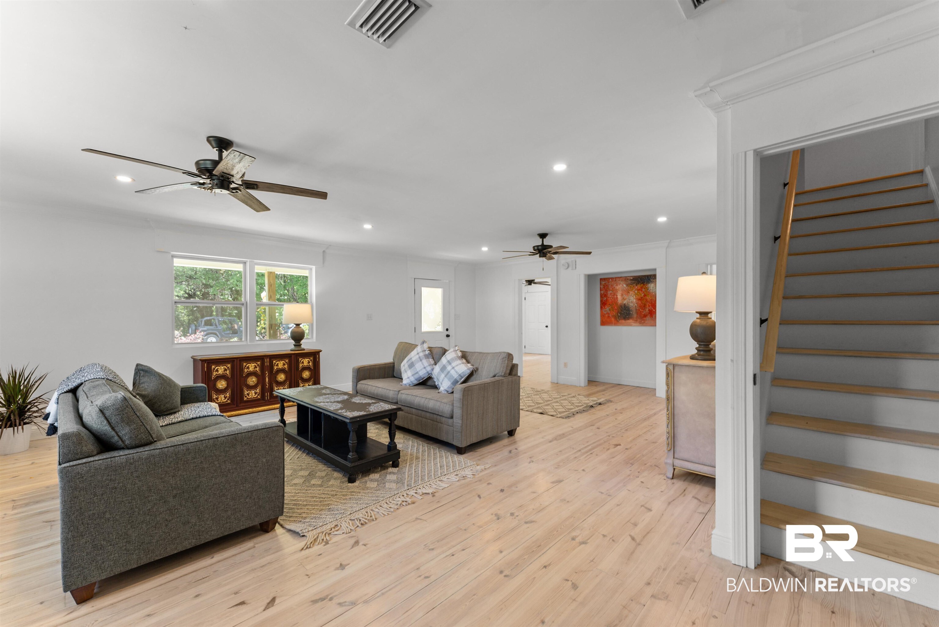 6447 Bemis Lane Bon Secour, AL 36511 - Photo 17 of 62 Spacious interior featuring light wood-finish flooring, recessed lighting, and white walls