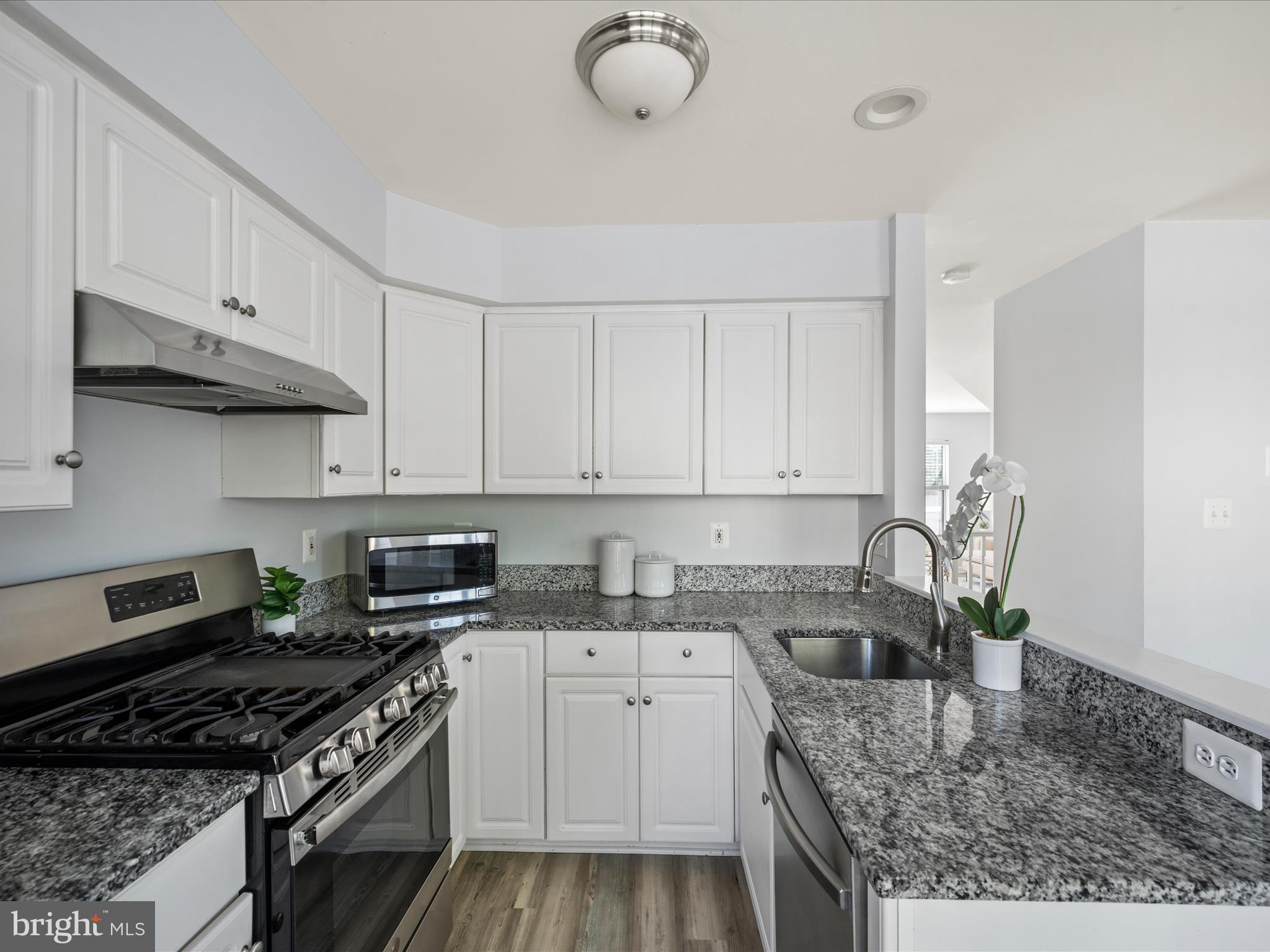 20198 Brookview Square Ashburn, VA 20147 - Photo 20 of 61 a kitchen with granite countertop a sink stove and cabinets