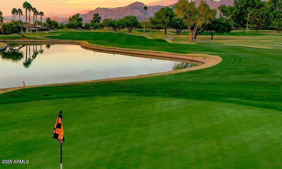 18720 East Vía Laguna Rio Verde, AZ 85263 - Photo 30 of 37 a view of a lake with a big yard and palm trees