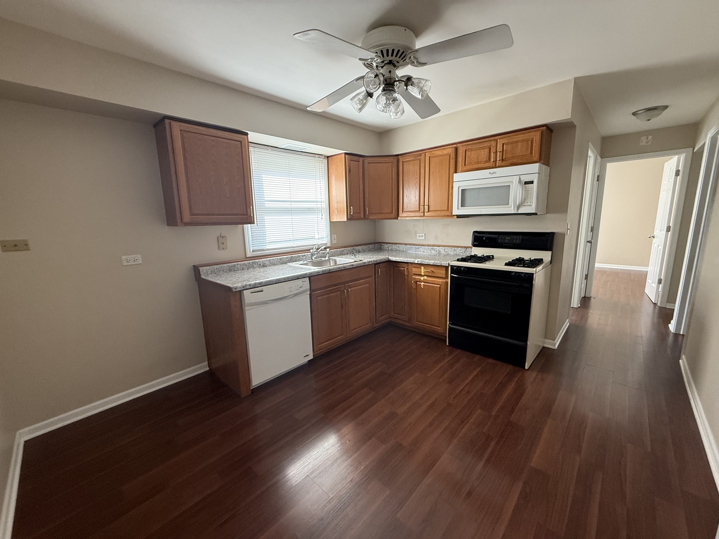 109 Central Avenue, Unit A Roselle, IL 60172 - Photo 6 of 11 a kitchen with stainless steel appliances granite countertop a sink cabinets and wooden floor