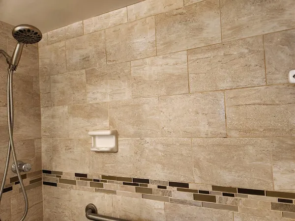 a bathroom with a shower