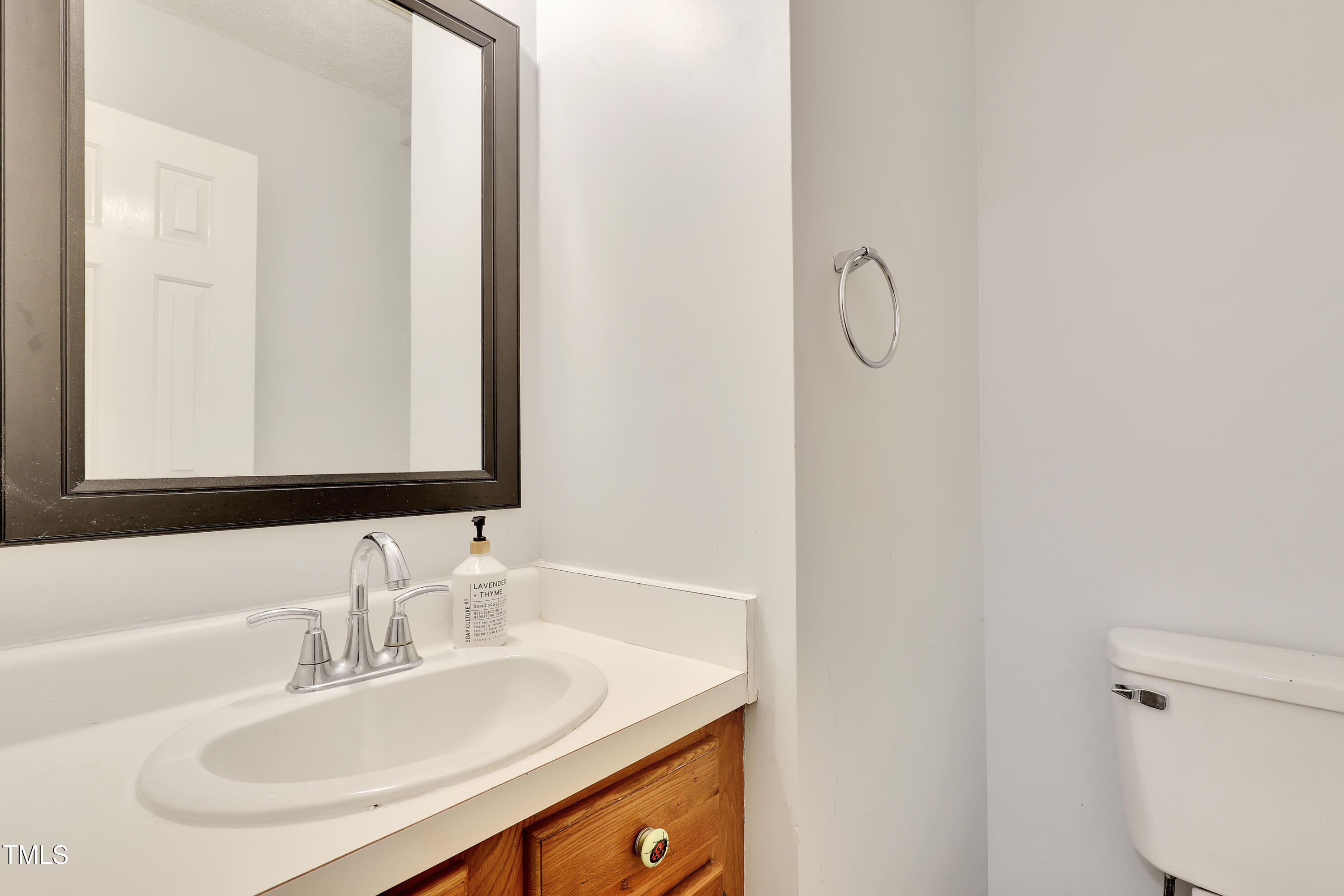 4711 Buttonbush Drive Durham, NC 27712 - Photo 16 of 43 a bathroom with a sink and a mirror