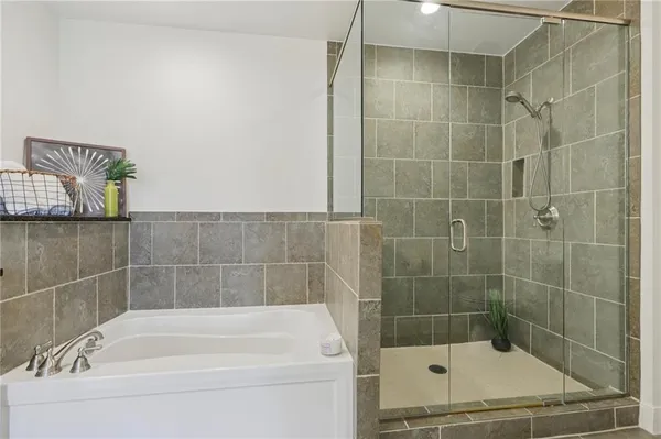 a bathroom with 2 sink and a mirror