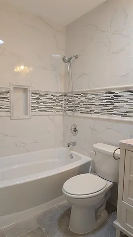 a bathroom with a toilet and a bathtub