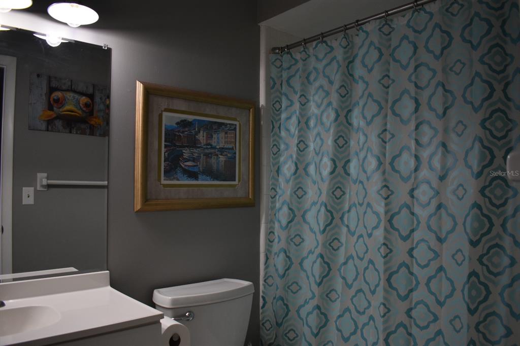 250 Rosery Road Northwest, Unit 264 Largo, FL 33770 - Photo 15 of 18 a bathroom with a toilet and a shower curtain