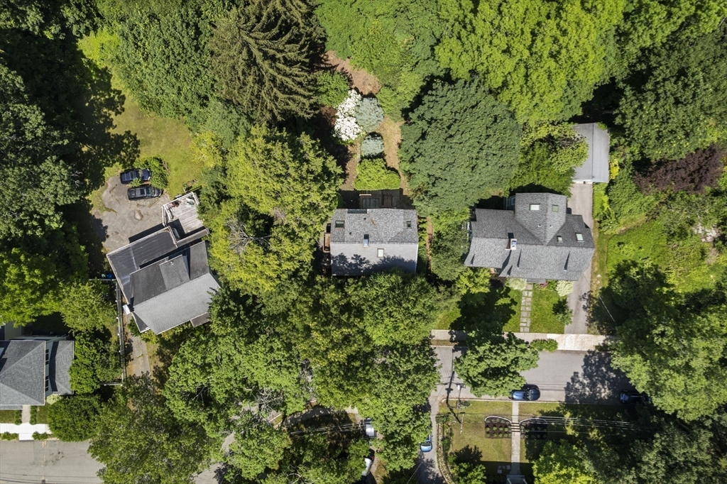 34 Westminster Road Newton, MA 02459 - Photo 33 of 40 an aerial view of a house with outdoor space and trees all around