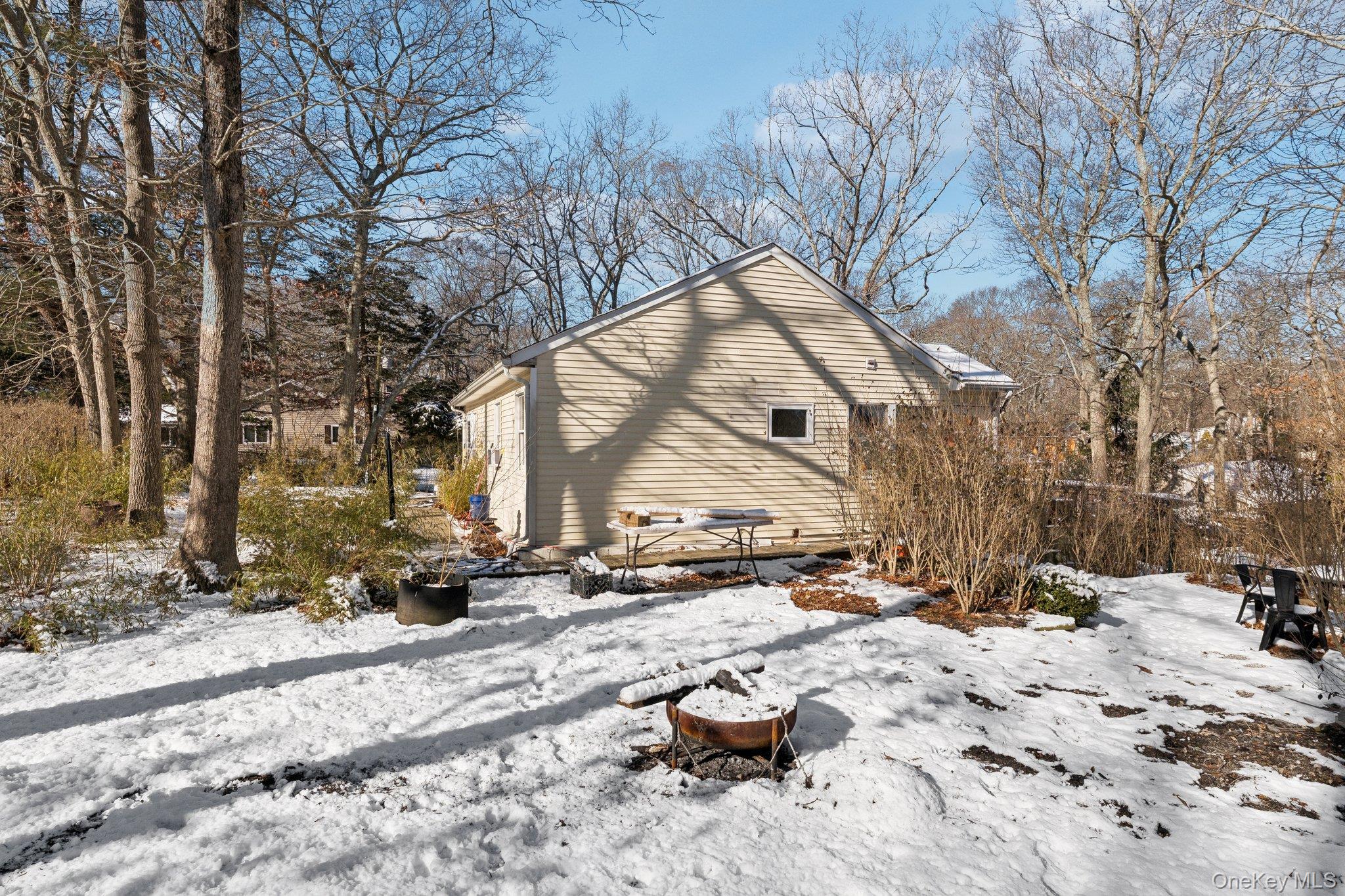 176 Maple Avenue South Flanders, NY 11901 - Photo 38 of 40 a backyard of a house with snow on the road