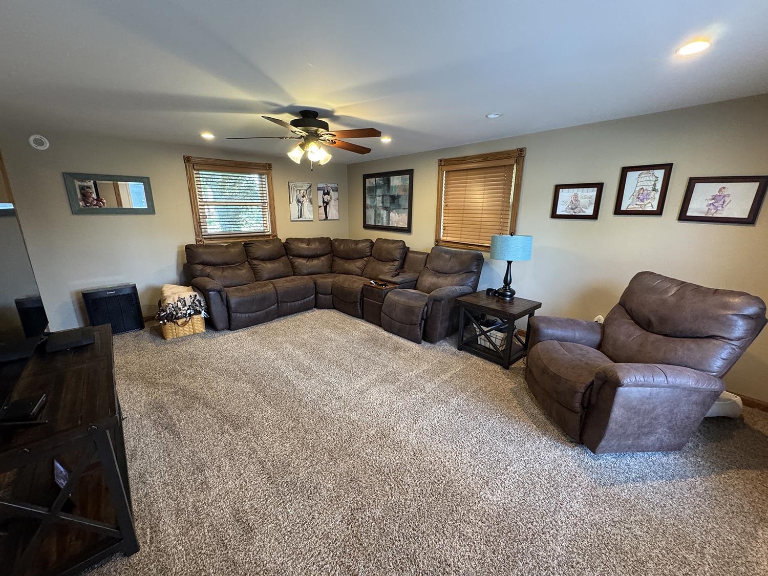 80 Snow Street Chadwick, IL 61014 - Photo 26 of 44 a living room with furniture a large window and a flat screen tv