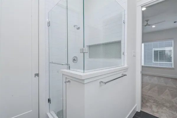 a bathroom with a shower