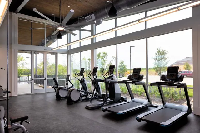 a view of a room with gym equipment