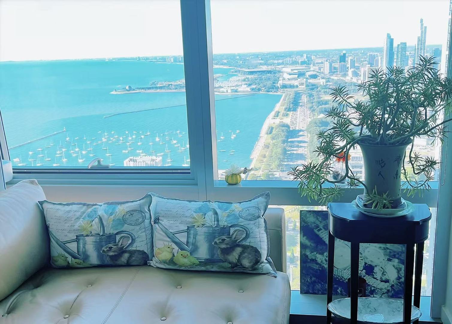 363 East Wacker Drive, Unit 4801 Chicago, IL 60601 - Photo 7 of 36 a view of a floor to ceiling window and wooden floor