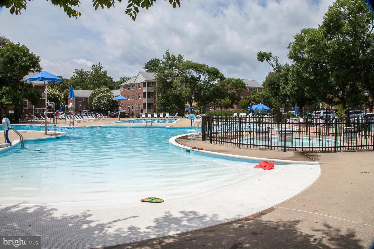 6626 Boulevard View, Unit B2 Alexandria, VA 22307 - Photo 14 of 29 a view of a swimming pool with a lawn chairs under an umbrella