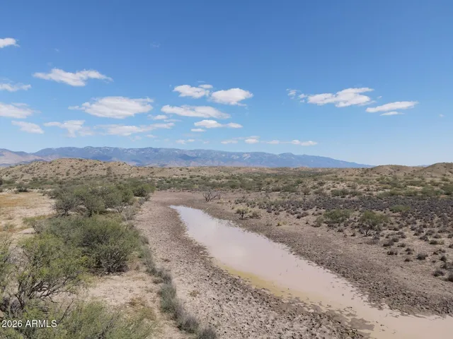 a view of a beach with a mountain
