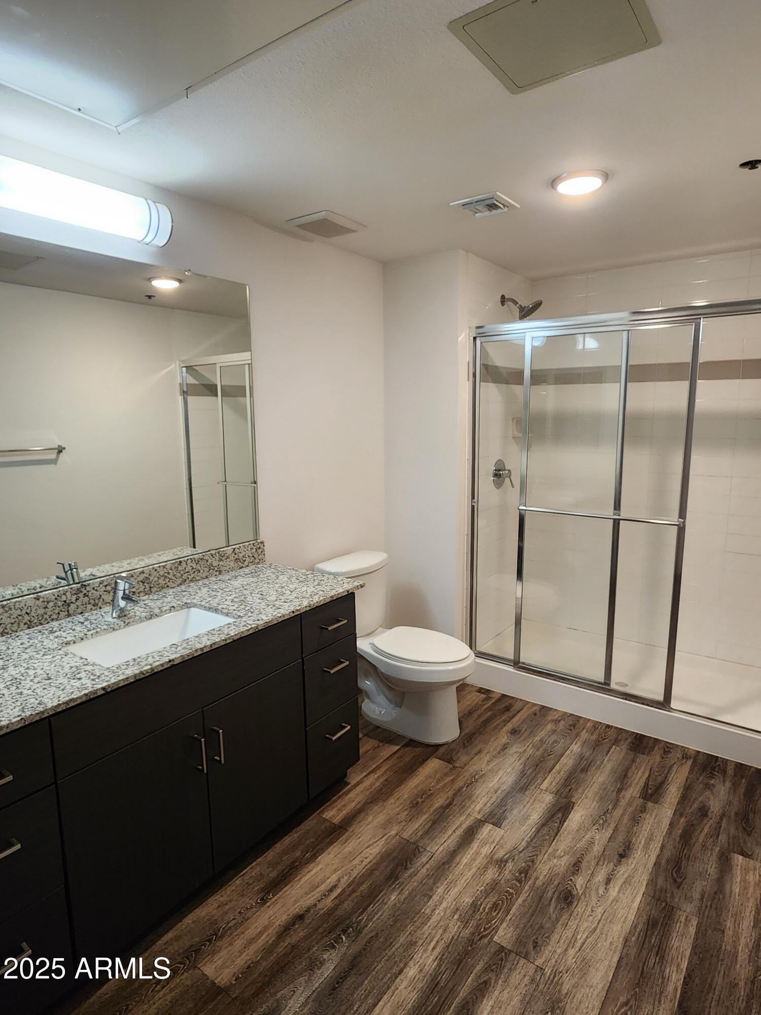 250 East Ray Road, Unit 2 Chandler, AZ 85225 - Photo 8 of 16 a bathroom with a granite countertop sink toilet and shower