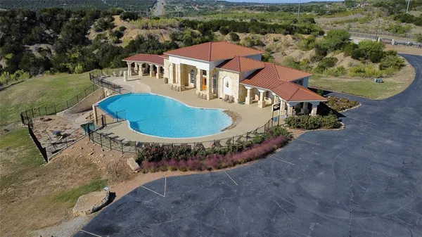 an aerial view of a house