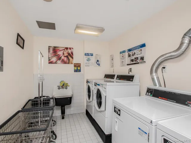 a storage room with washer and dryer