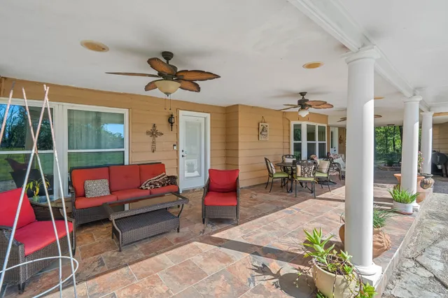 a living room with furniture