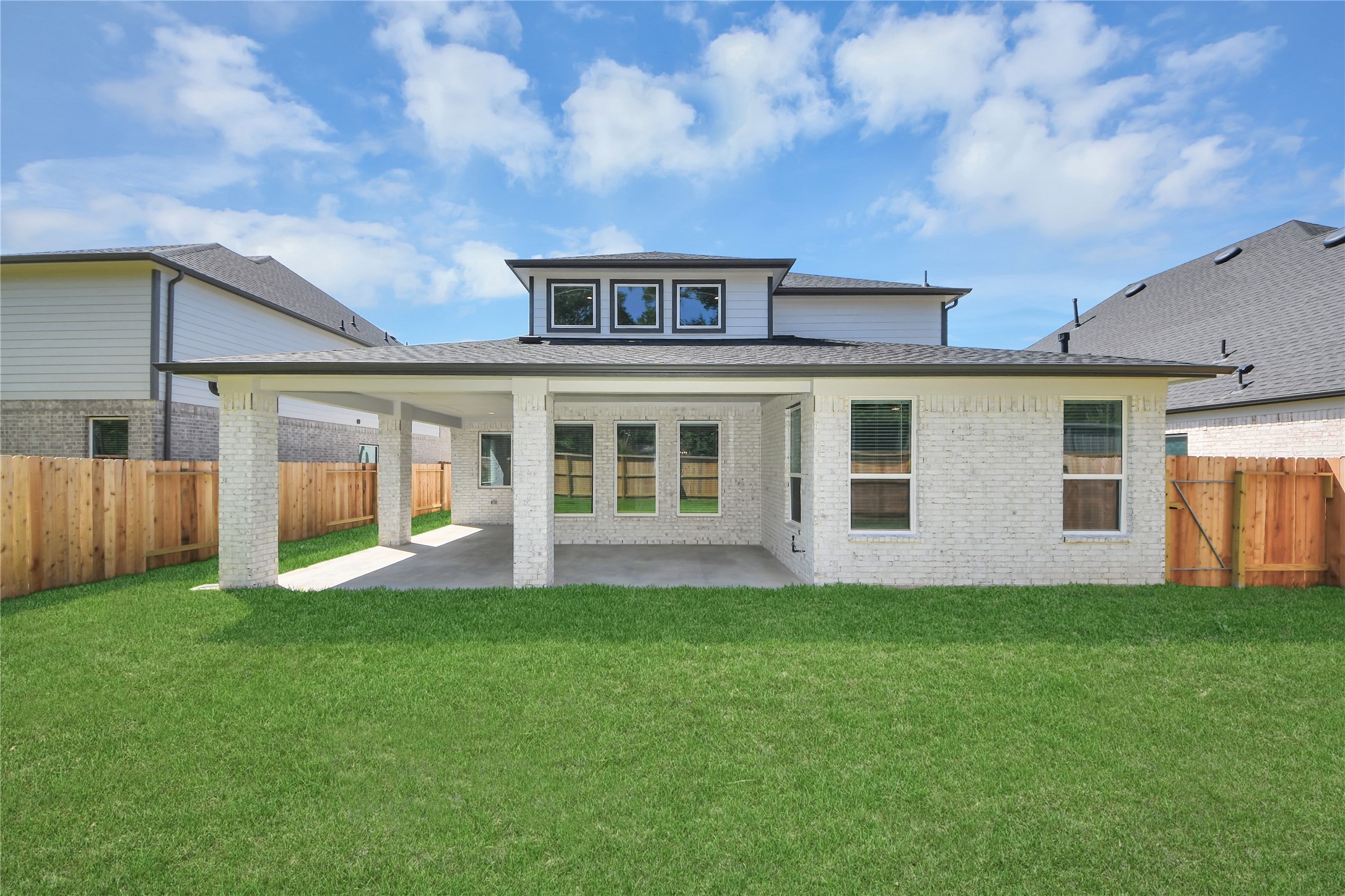 3035 Native Spg Drive Spring, TX 77373 - Photo 9 of 43 Explore the expansive backyard with its inviting covered patio—a perfect blend of space for the kids to play and adults to unwind. Ideal for creating your outdoor oasis, this backyard accommodates patio furniture, a BBQ pit, and endless possibilities for leisure and entertainment.
