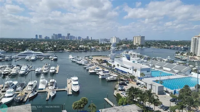a view of a city with tall buildings
