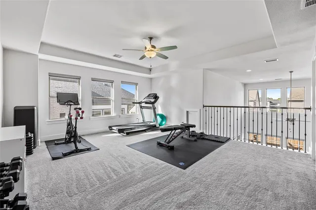 a view of a room with gym equipment