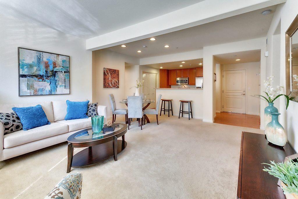 1883 Agnew Road, Unit 329 Santa Clara, CA 95054 - Photo 9 of 46 a living room with furniture and a wooden floor