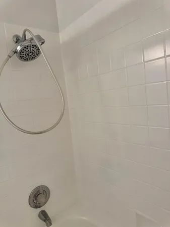 a bathroom with a bathtub and shower