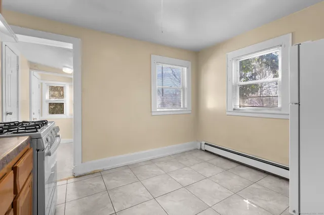 an empty room with windows