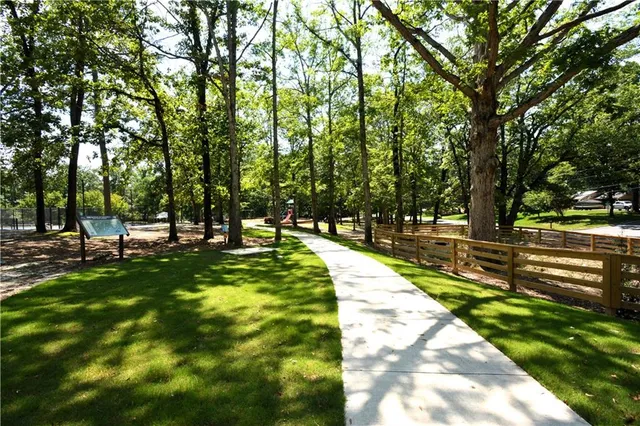 a park view with large trees